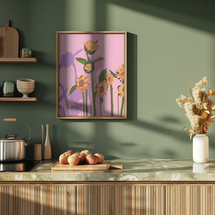 Golden Sunflowers Inside - Stretched Canvas, Poster or Fine Art Print I Heart Wall Art