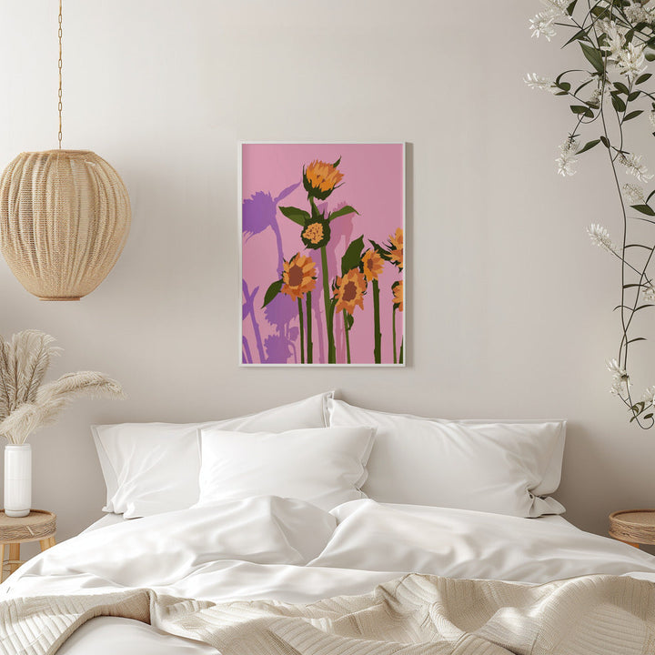 Golden Sunflowers Inside - Stretched Canvas, Poster or Fine Art Print I Heart Wall Art
