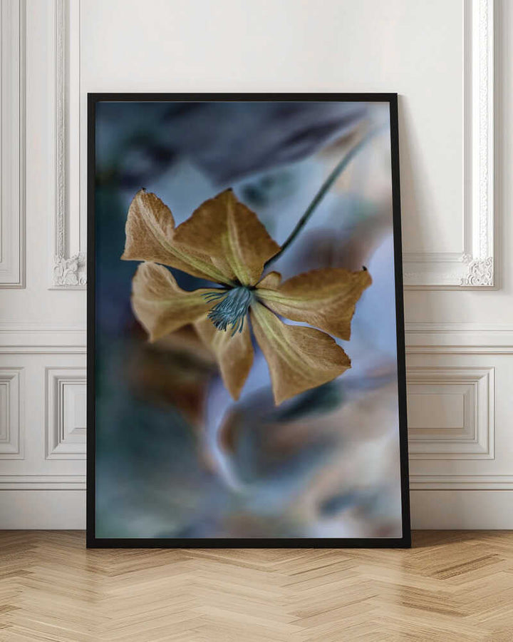 Golden Teal Bloom - Floral Photographic Stretched Canvas Poster or Fine Art Print