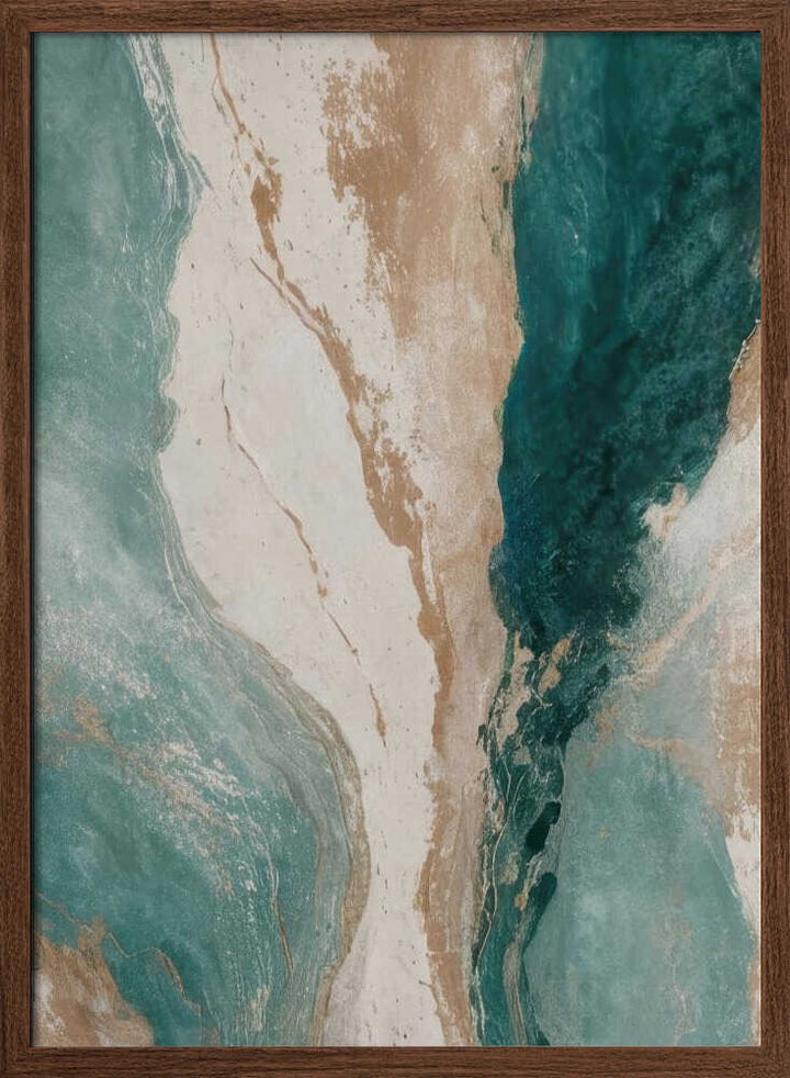 Golden Teal Current - Stretched Canvas, Poster or Fine Art Print - I Heart Wall Art - Poster Print, Canvas Print or Framed Art Print