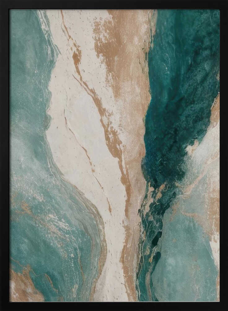 Golden Teal Current - Stretched Canvas, Poster or Fine Art Print - I Heart Wall Art - Poster Print, Canvas Print or Framed Art Print
