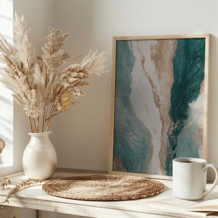 Golden Teal Current - Stretched Canvas, Poster or Fine Art Print - I Heart Wall Art - Poster Print, Canvas Print or Framed Art Print