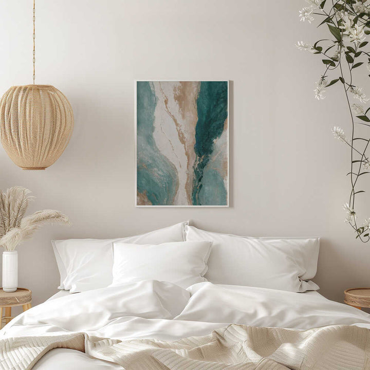 Golden Teal Current - Stretched Canvas, Poster or Fine Art Print - I Heart Wall Art - Poster Print, Canvas Print or Framed Art Print