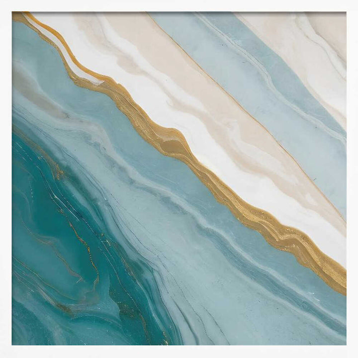 Golden Teal Flow - Square Stretched Canvas, Poster or Fine Art Print - I Heart Wall Art - Poster Print, Canvas Print or Framed Art Print