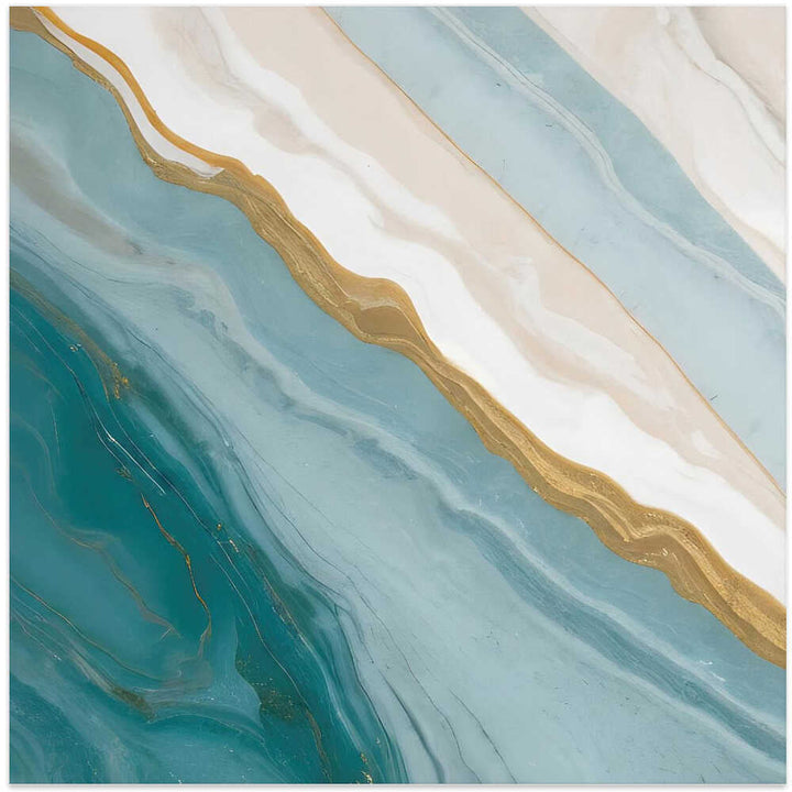 Golden Teal Flow - Square Stretched Canvas, Poster or Fine Art Print - I Heart Wall Art - Poster Print, Canvas Print or Framed Art Print