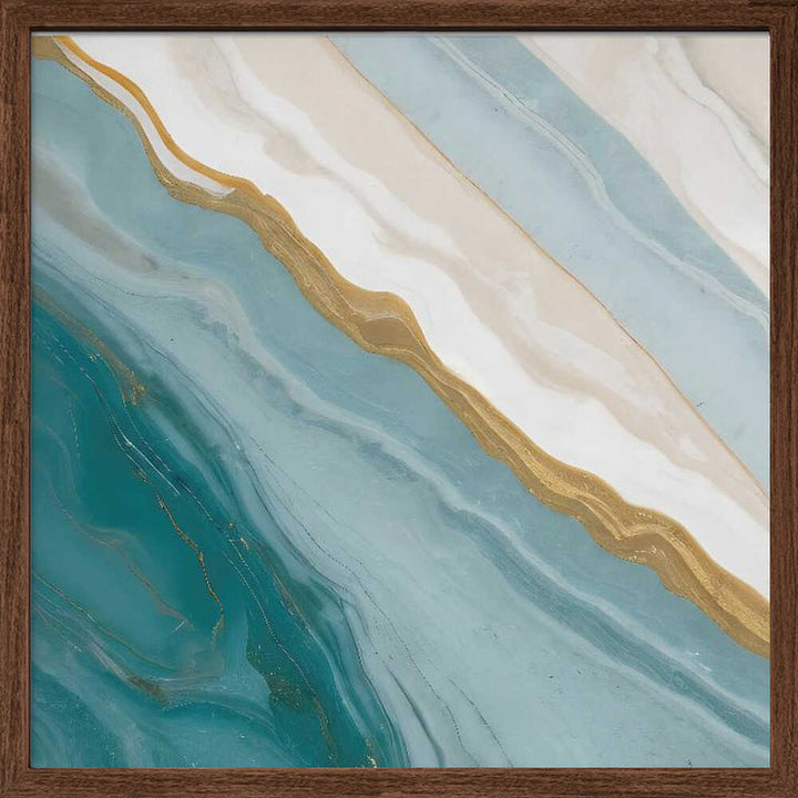 Golden Teal Flow - Square Stretched Canvas, Poster or Fine Art Print - I Heart Wall Art - Poster Print, Canvas Print or Framed Art Print