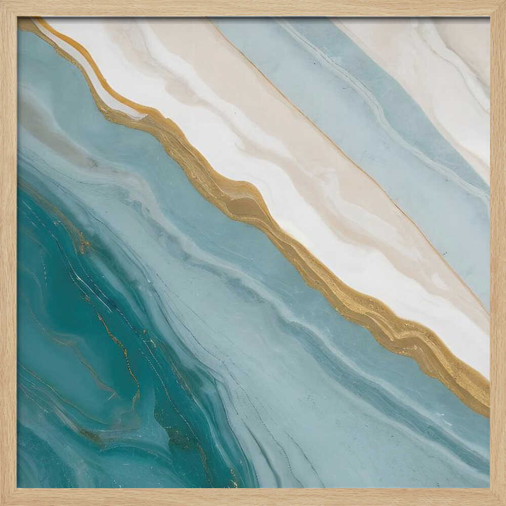 Golden Teal Flow - Square Stretched Canvas, Poster or Fine Art Print - I Heart Wall Art - Poster Print, Canvas Print or Framed Art Print