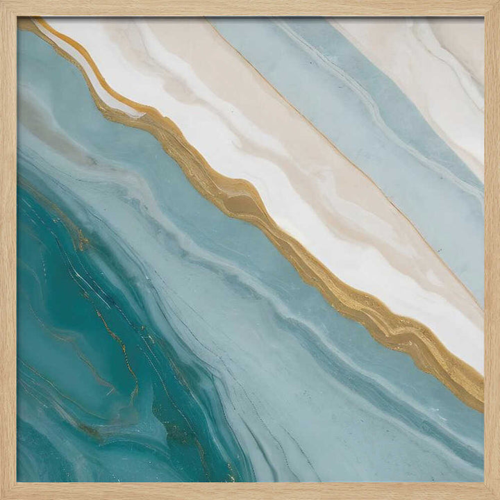 Golden Teal Flow - Square Stretched Canvas, Poster or Fine Art Print - I Heart Wall Art - Poster Print, Canvas Print or Framed Art Print