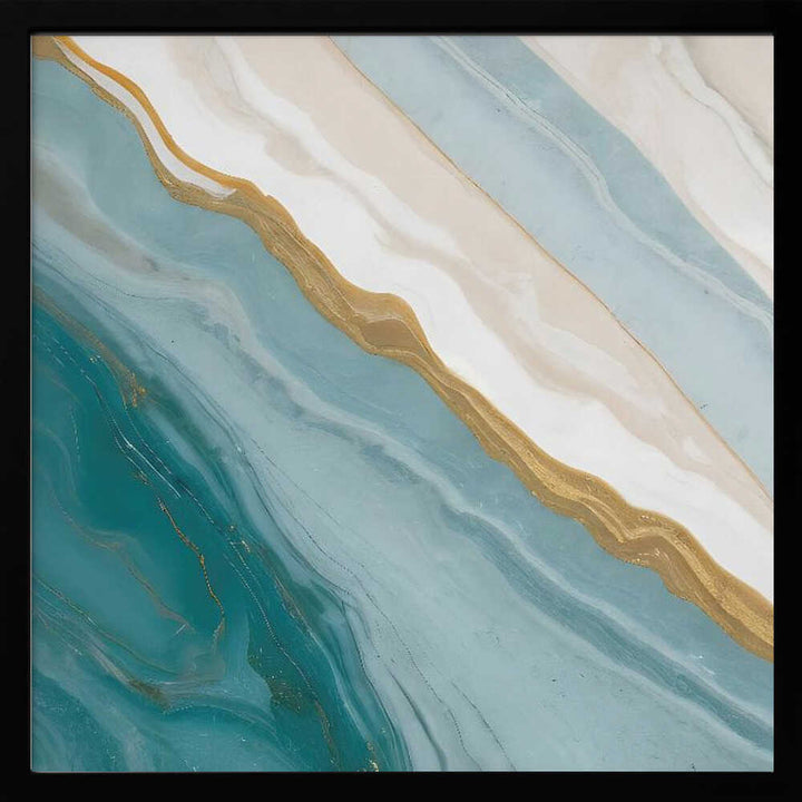 Golden Teal Flow - Square Stretched Canvas, Poster or Fine Art Print - I Heart Wall Art - Poster Print, Canvas Print or Framed Art Print