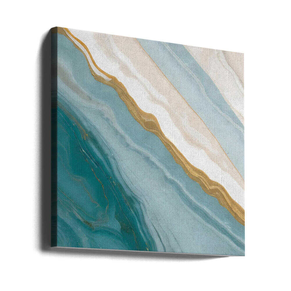 Golden Teal Flow - Square Stretched Canvas, Poster or Fine Art Print - I Heart Wall Art - Poster Print, Canvas Print or Framed Art Print