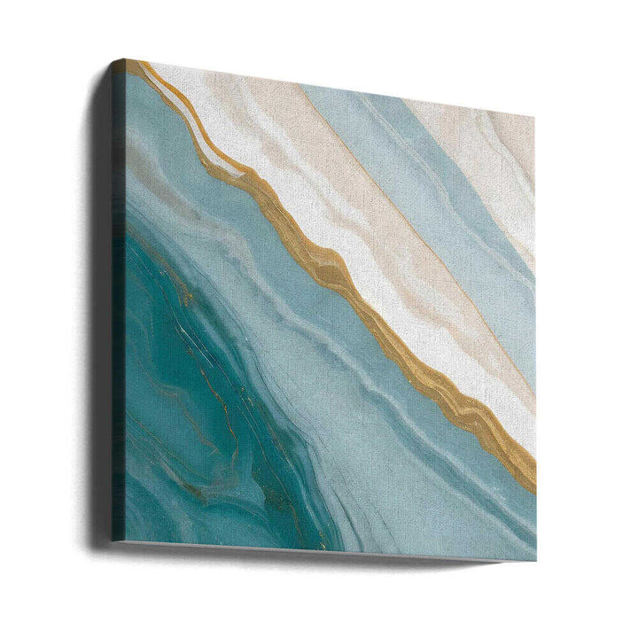 Golden Teal Flow - Square Stretched Canvas, Poster or Fine Art Print - I Heart Wall Art - Poster Print, Canvas Print or Framed Art Print