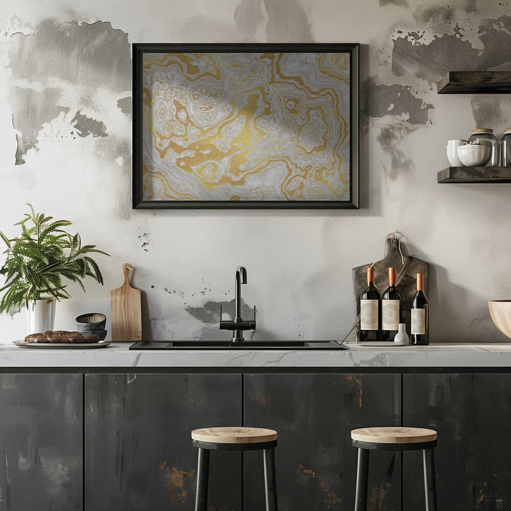 Golden White Marbling - Stretched Canvas, Poster or Fine Art Print - I Heart Wall Art - Poster Print, Canvas Print or Framed Art Print