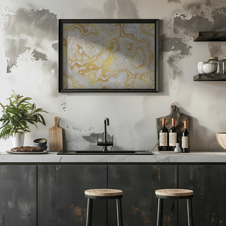 Golden White Marbling - Stretched Canvas, Poster or Fine Art Print - I Heart Wall Art - Poster Print, Canvas Print or Framed Art Print