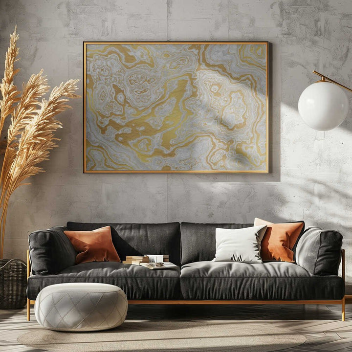 Golden White Marbling - Stretched Canvas, Poster or Fine Art Print - I Heart Wall Art - Poster Print, Canvas Print or Framed Art Print