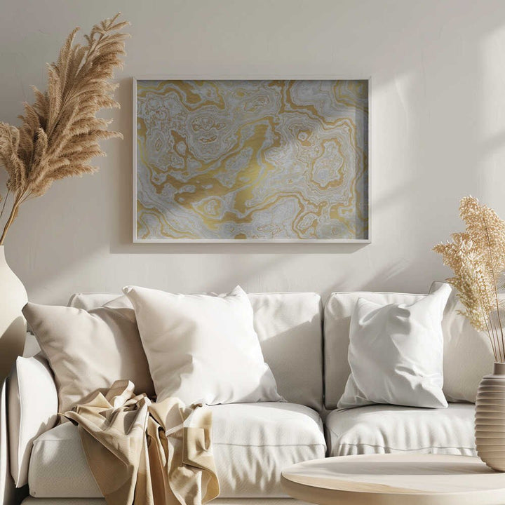 Golden White Marbling - Stretched Canvas, Poster or Fine Art Print - I Heart Wall Art - Poster Print, Canvas Print or Framed Art Print