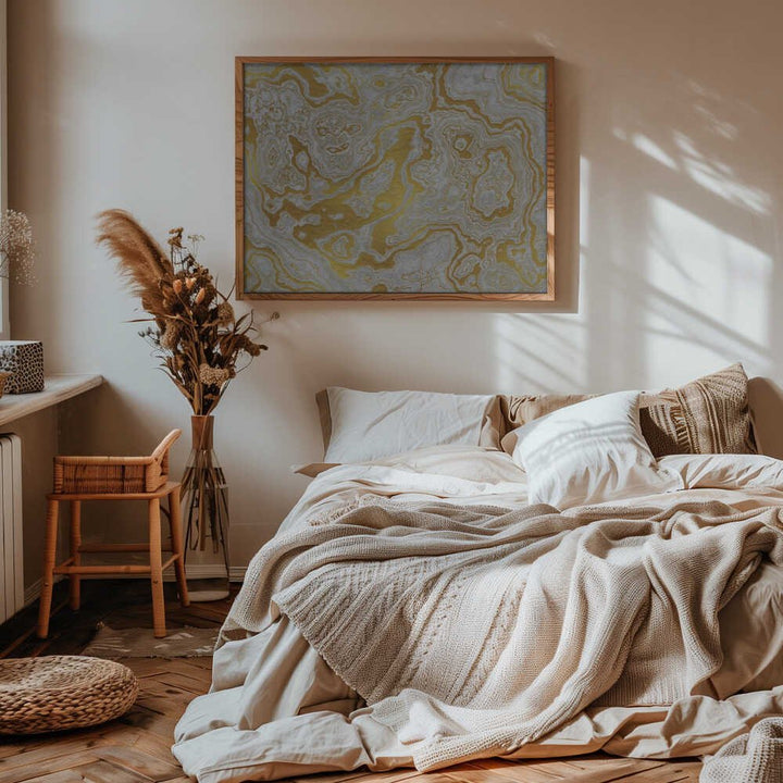 Golden White Marbling - Stretched Canvas, Poster or Fine Art Print - I Heart Wall Art - Poster Print, Canvas Print or Framed Art Print