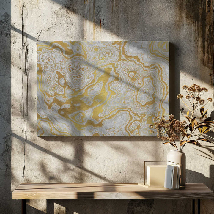 Golden White Marbling - Stretched Canvas, Poster or Fine Art Print - I Heart Wall Art - Poster Print, Canvas Print or Framed Art Print