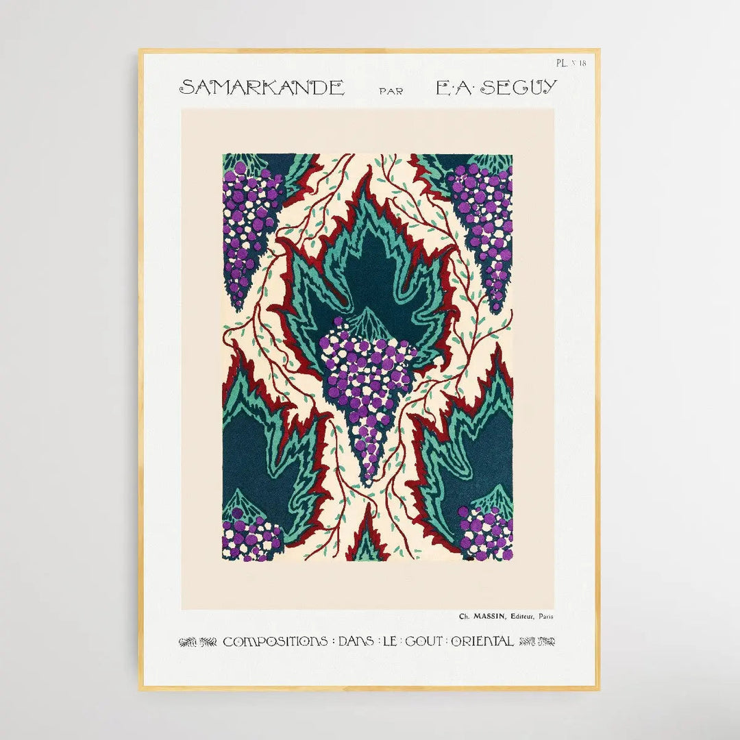 Grape Pattern Art 1914 by E. A. Séguy - I Heart Wall Art