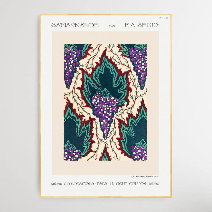 Grape Pattern Art 1914 by E. A. Séguy - I Heart Wall Art