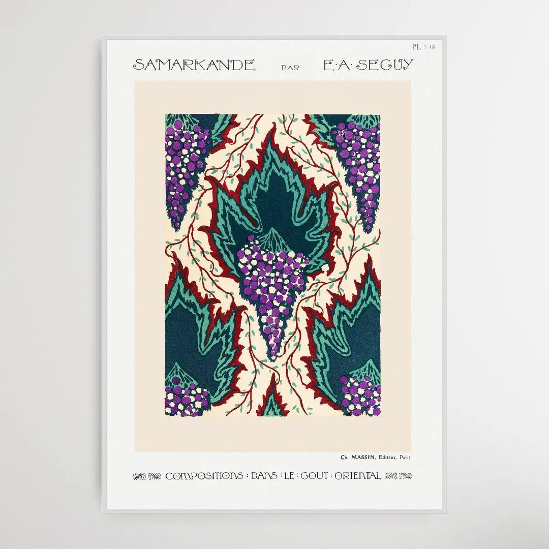 Grape Pattern Art 1914 by E. A. Séguy - I Heart Wall Art