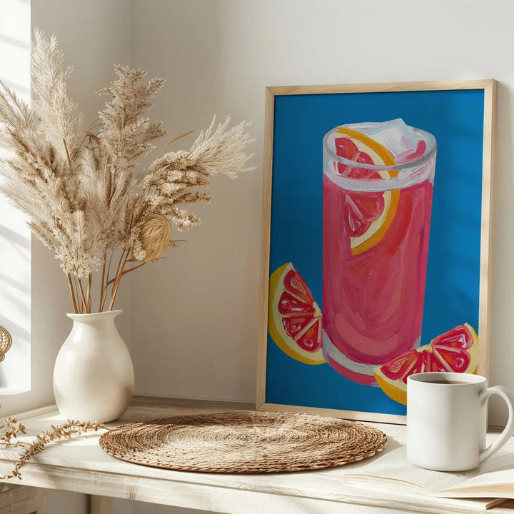 Grapefruit Paloma Blue - Stretched Canvas, Poster or Fine Art Print I Heart Wall Art