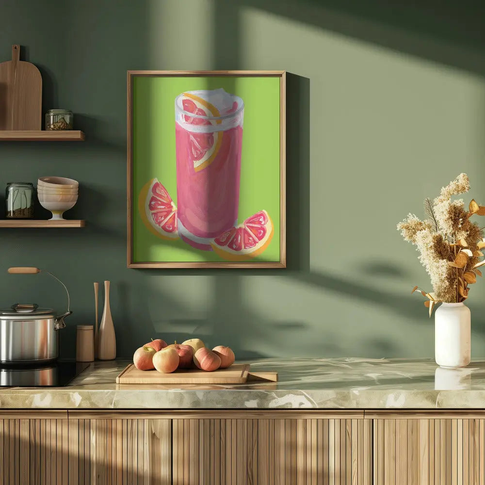 Grapefruit Paloma Pistachio - Stretched Canvas, Poster or Fine Art Print I Heart Wall Art