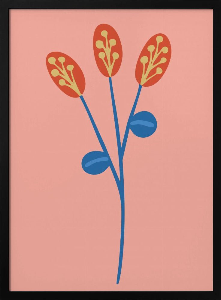 Graphic Floral Clower Orange - Stretched Canvas, Poster or Fine Art Print - I Heart Wall Art - Poster Print, Canvas Print or Framed Art Print