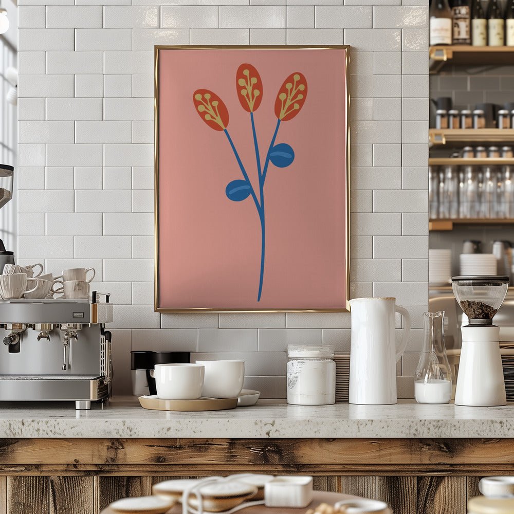 Graphic Floral Clower Orange - Stretched Canvas, Poster or Fine Art Print - I Heart Wall Art - Poster Print, Canvas Print or Framed Art Print