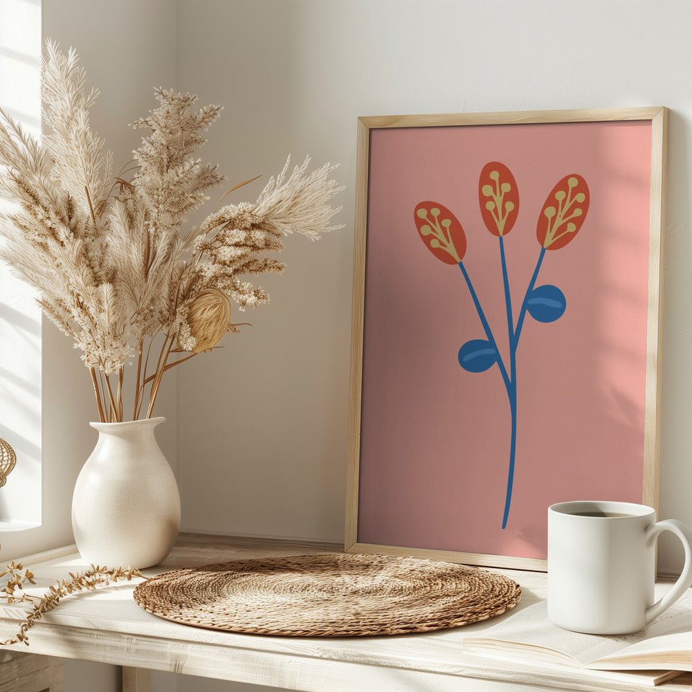 Graphic Floral Clower Orange - Stretched Canvas, Poster or Fine Art Print - I Heart Wall Art - Poster Print, Canvas Print or Framed Art Print
