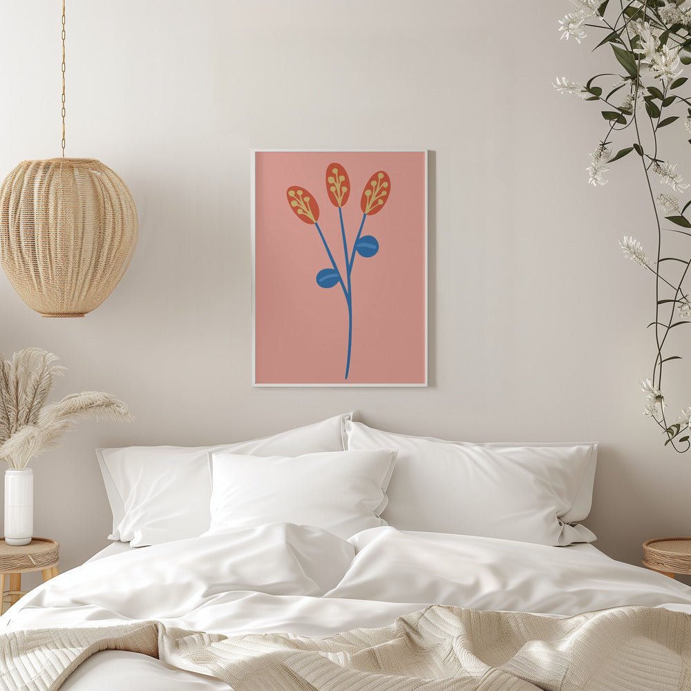 Graphic Floral Clower Orange - Stretched Canvas, Poster or Fine Art Print - I Heart Wall Art - Poster Print, Canvas Print or Framed Art Print