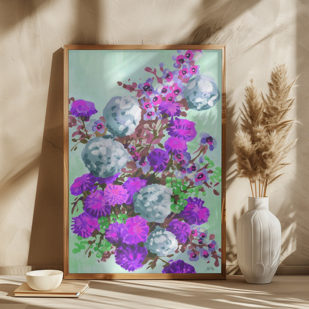 Gray Hydrangea - Square Stretched Canvas, Poster or Fine Art Print I Heart Wall Art