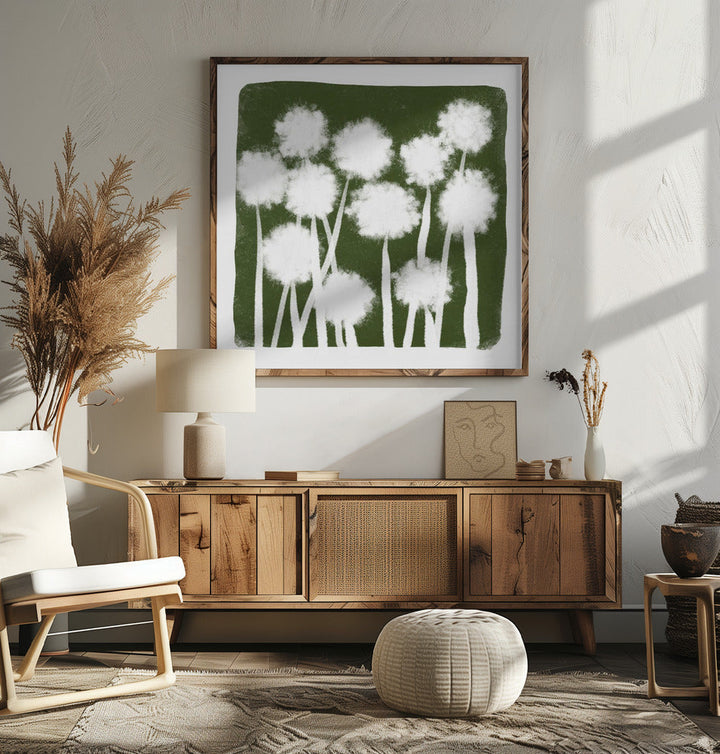 Green Abstract - Square Stretched Canvas, Poster or Fine Art Print I Heart Wall Art