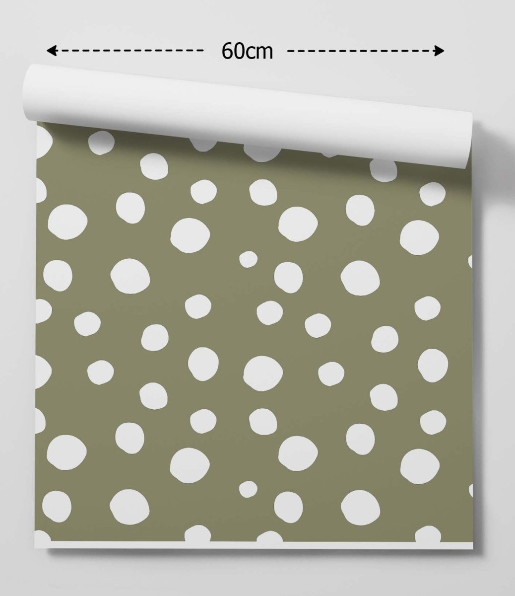 Green and White Spots - Premium Peel and Stick Wallpaper - I Heart Wall Art - Poster Print, Canvas Print or Framed Art Print