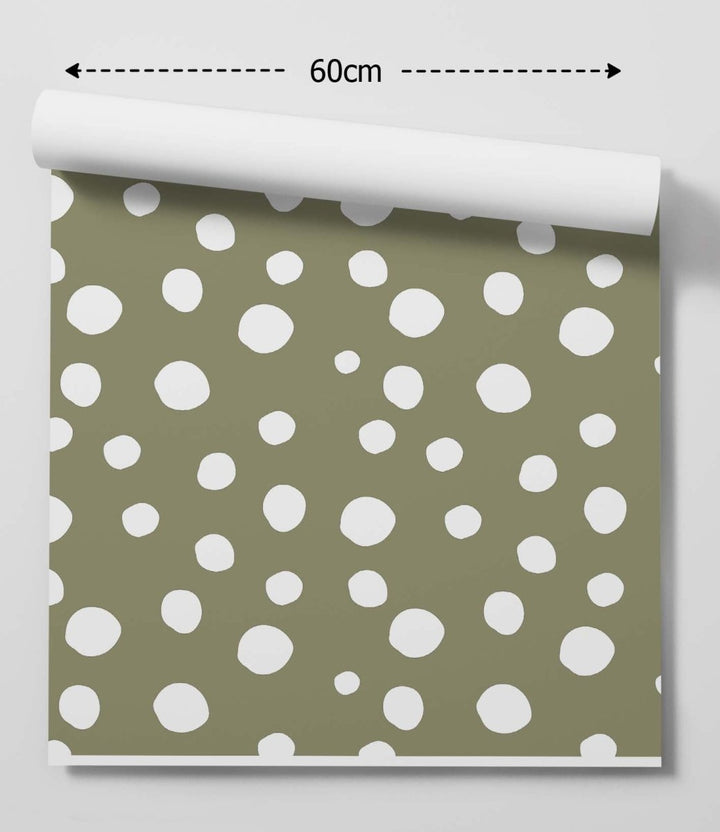 Green and White Spots - Premium Peel and Stick Wallpaper - I Heart Wall Art - Poster Print, Canvas Print or Framed Art Print