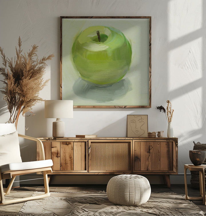 Green Apple - Square Stretched Canvas, Poster or Fine Art Print I Heart Wall Art