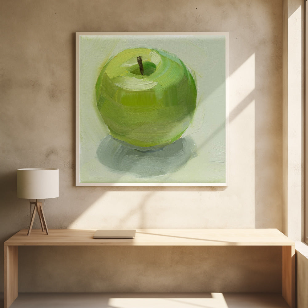 Green Apple - Square Stretched Canvas, Poster or Fine Art Print I Heart Wall Art