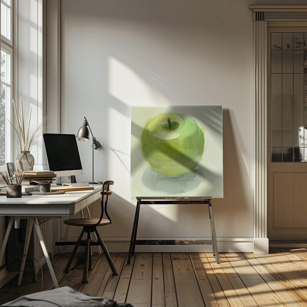 Green Apple - Square Stretched Canvas, Poster or Fine Art Print I Heart Wall Art