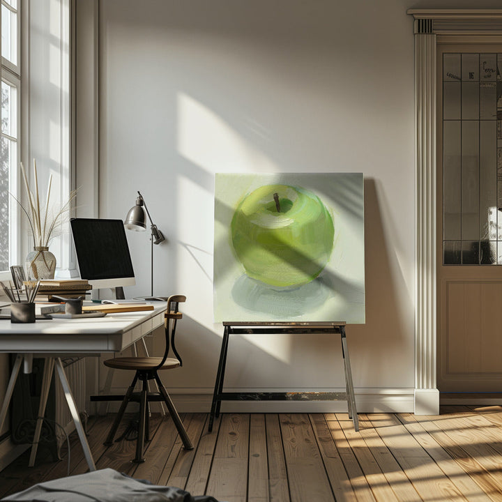 Green Apple - Square Stretched Canvas, Poster or Fine Art Print I Heart Wall Art