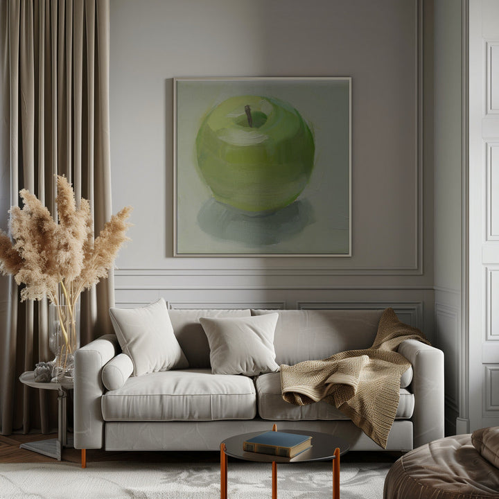 Green Apple - Square Stretched Canvas, Poster or Fine Art Print I Heart Wall Art