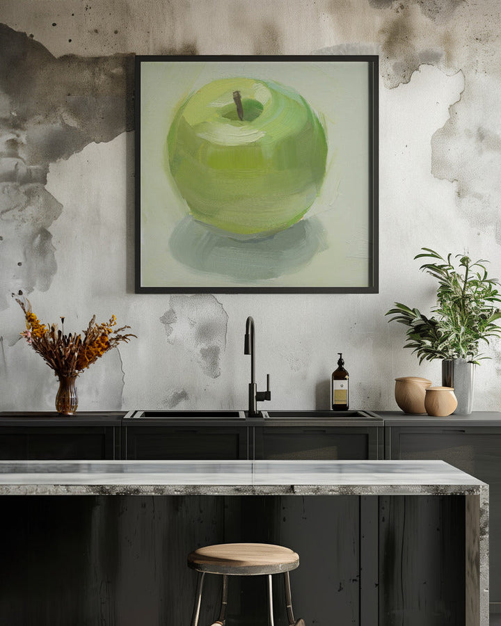 Green Apple - Square Stretched Canvas, Poster or Fine Art Print I Heart Wall Art