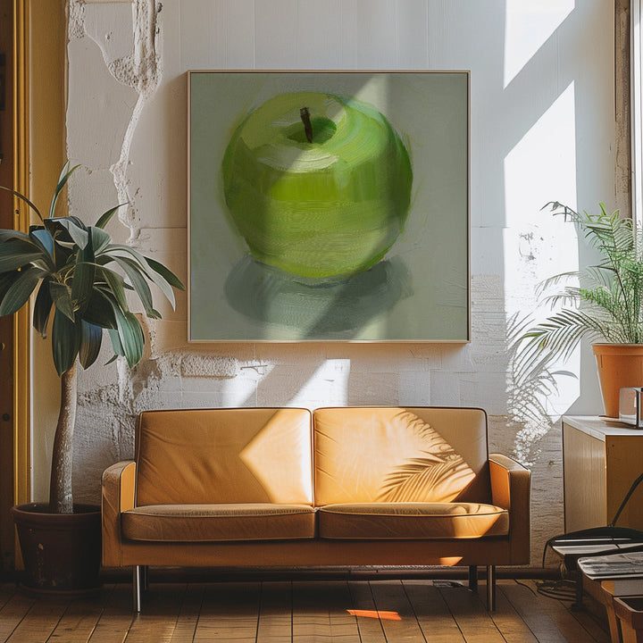 Green Apple - Square Stretched Canvas, Poster or Fine Art Print I Heart Wall Art