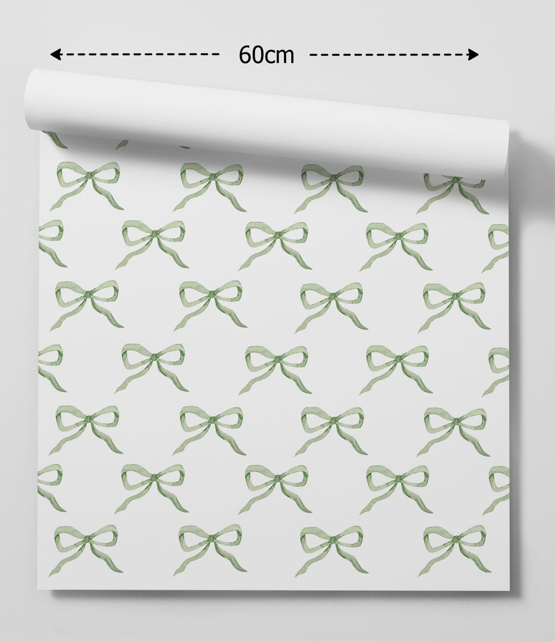 Green Bow Wallpaper - Quality Ribbon Peel and Stick Adhesive