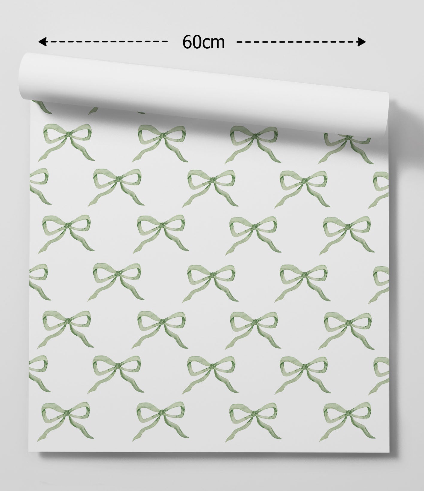 Green Bow Wallpaper - Quality Ribbon Peel and Stick Adhesive