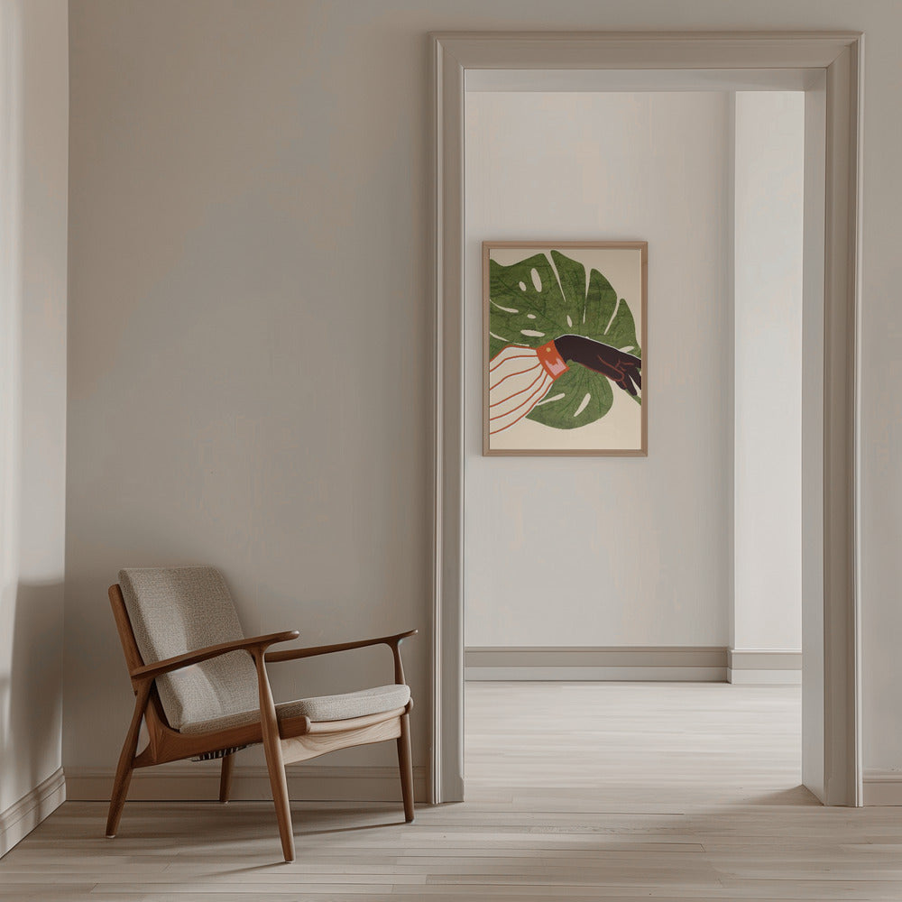 Green Canvas, Red Accent - Stretched Canvas, Poster or Fine Art Print I Heart Wall Art