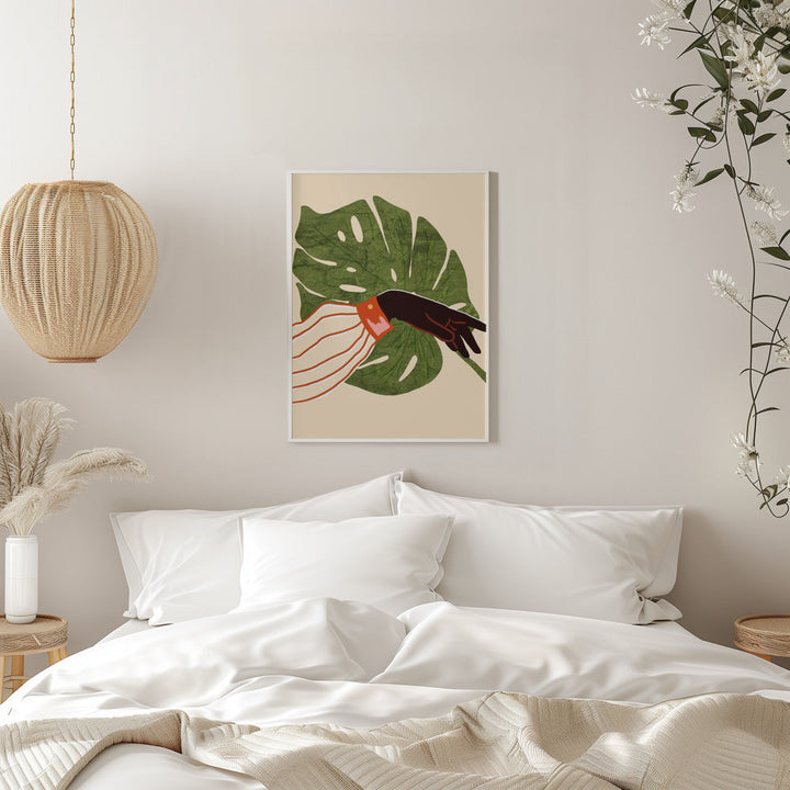 Green Canvas, Red Accent - Stretched Canvas, Poster or Fine Art Print I Heart Wall Art