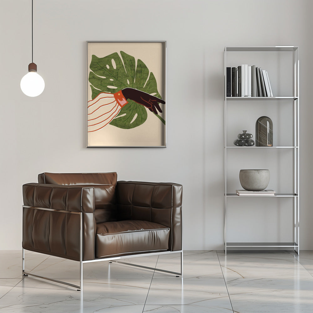 Green Canvas, Red Accent - Stretched Canvas, Poster or Fine Art Print I Heart Wall Art