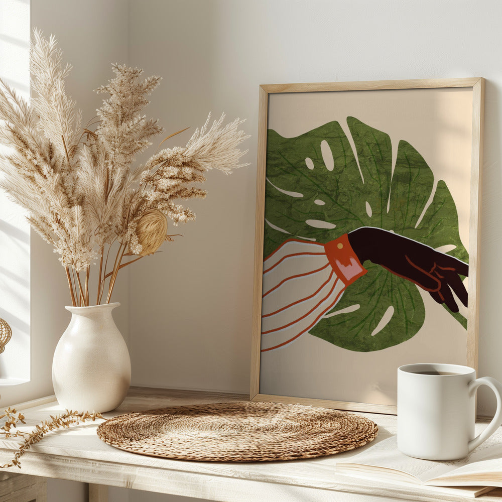Green Canvas, Red Accent - Stretched Canvas, Poster or Fine Art Print I Heart Wall Art