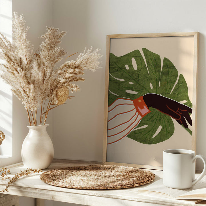 Green Canvas, Red Accent - Stretched Canvas, Poster or Fine Art Print I Heart Wall Art