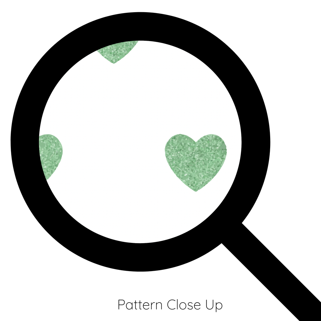 Green Glitter-Look Loveheart Wallpaper - Quality Peel and Stick Adhesive