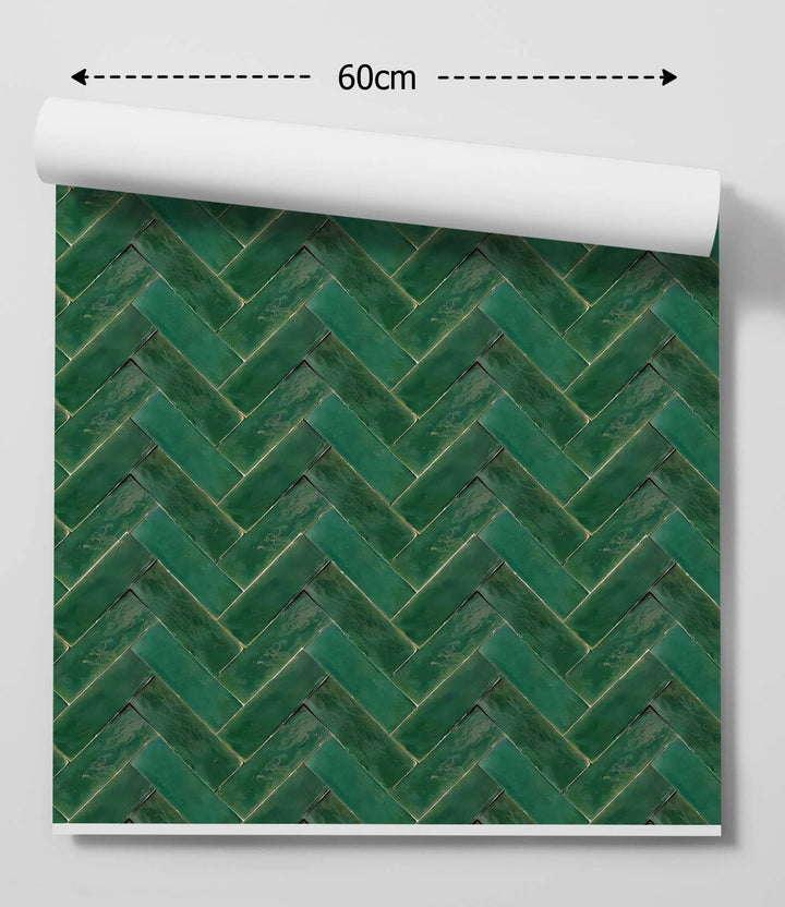 Green Herringbone Tile Wallpaper I Heart Wall Art Australia